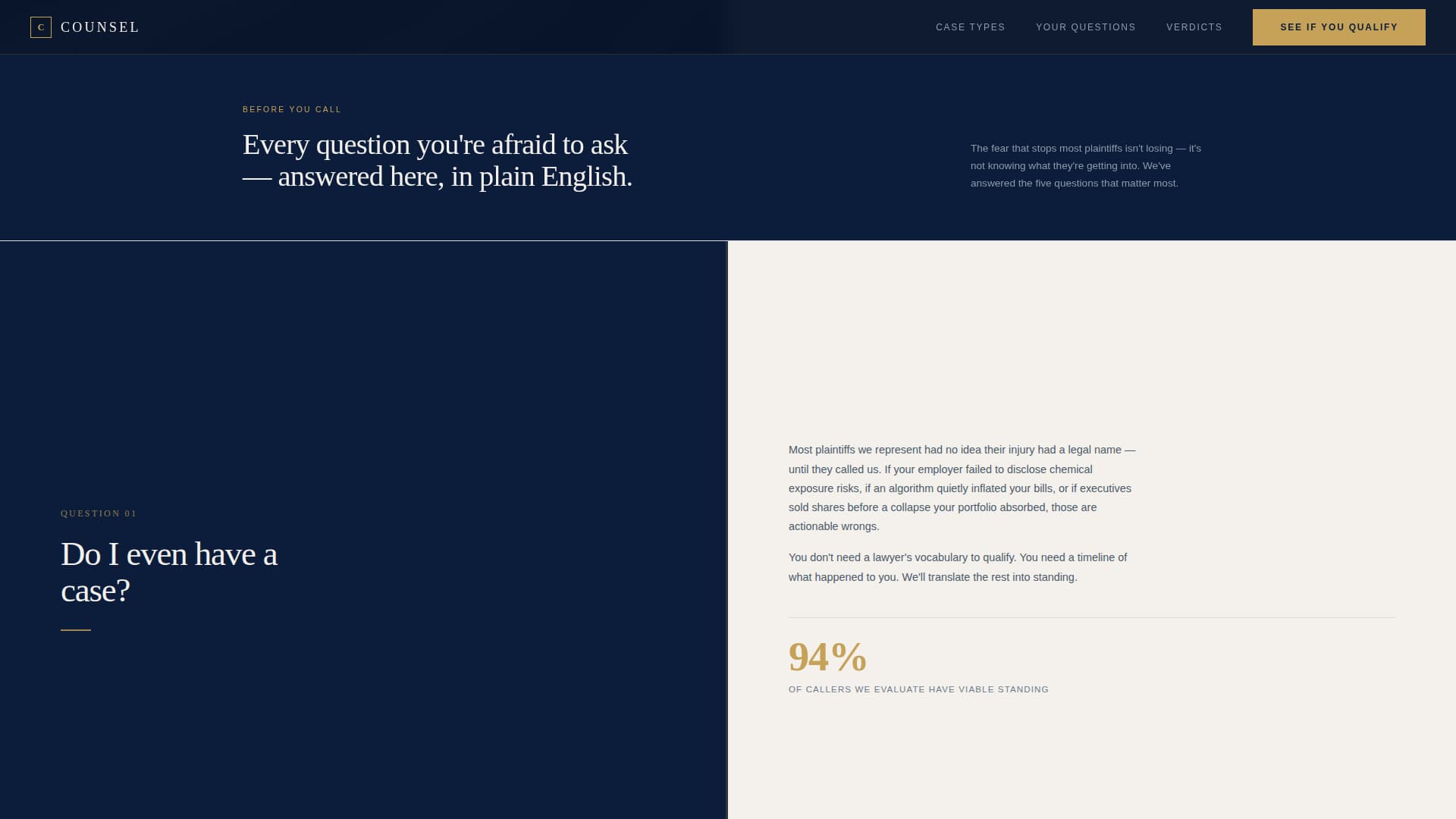 Personal Injury & Litigation FAQ Website Template