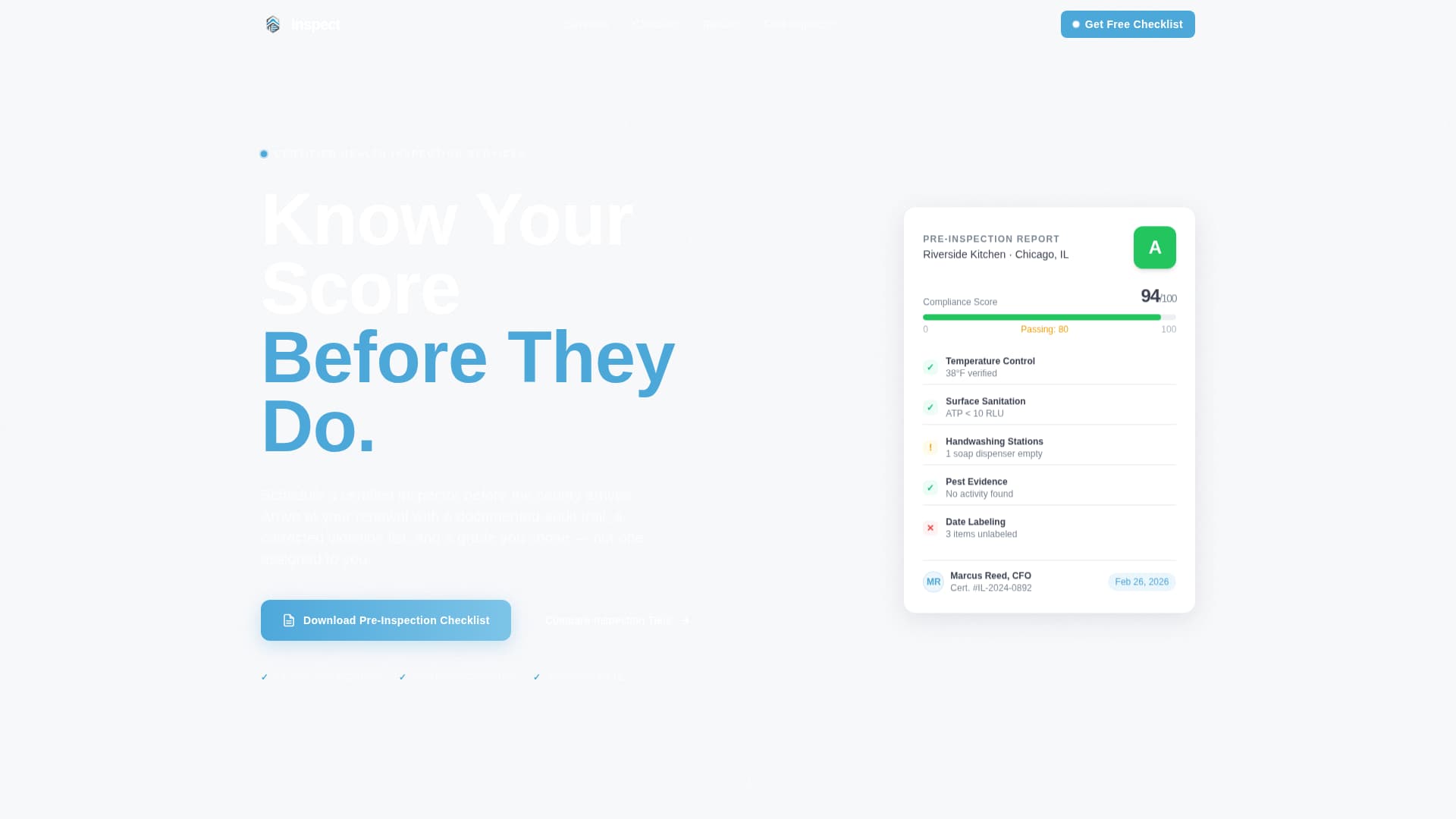 Health Inspector Appointment Booking Website Template