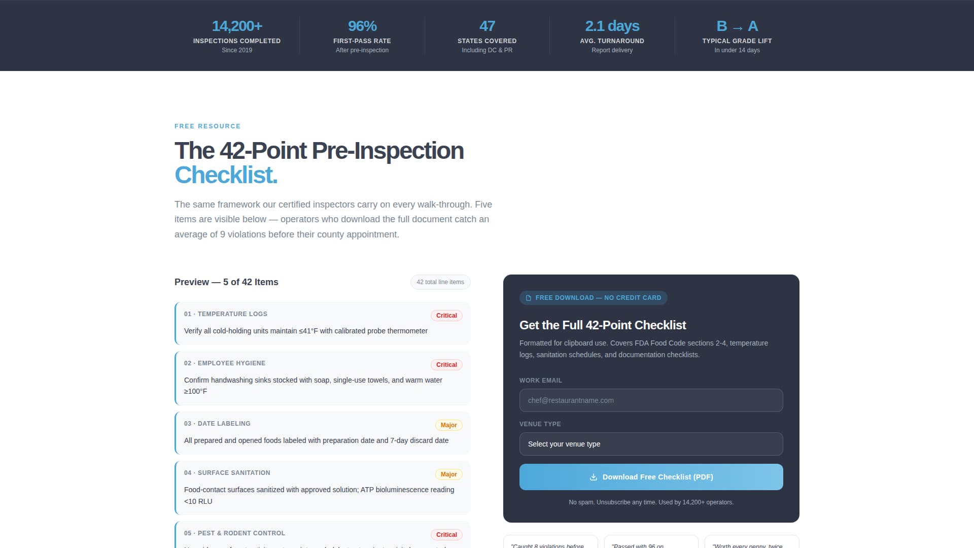 Health Inspector Appointment Booking Website Template