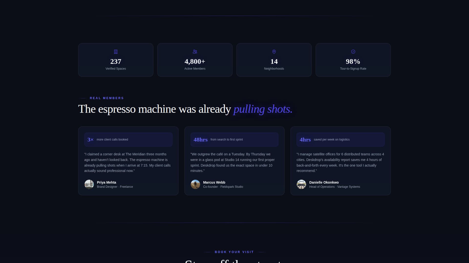 Specialist Coworking Digital Presence Appointment Booking Website Template