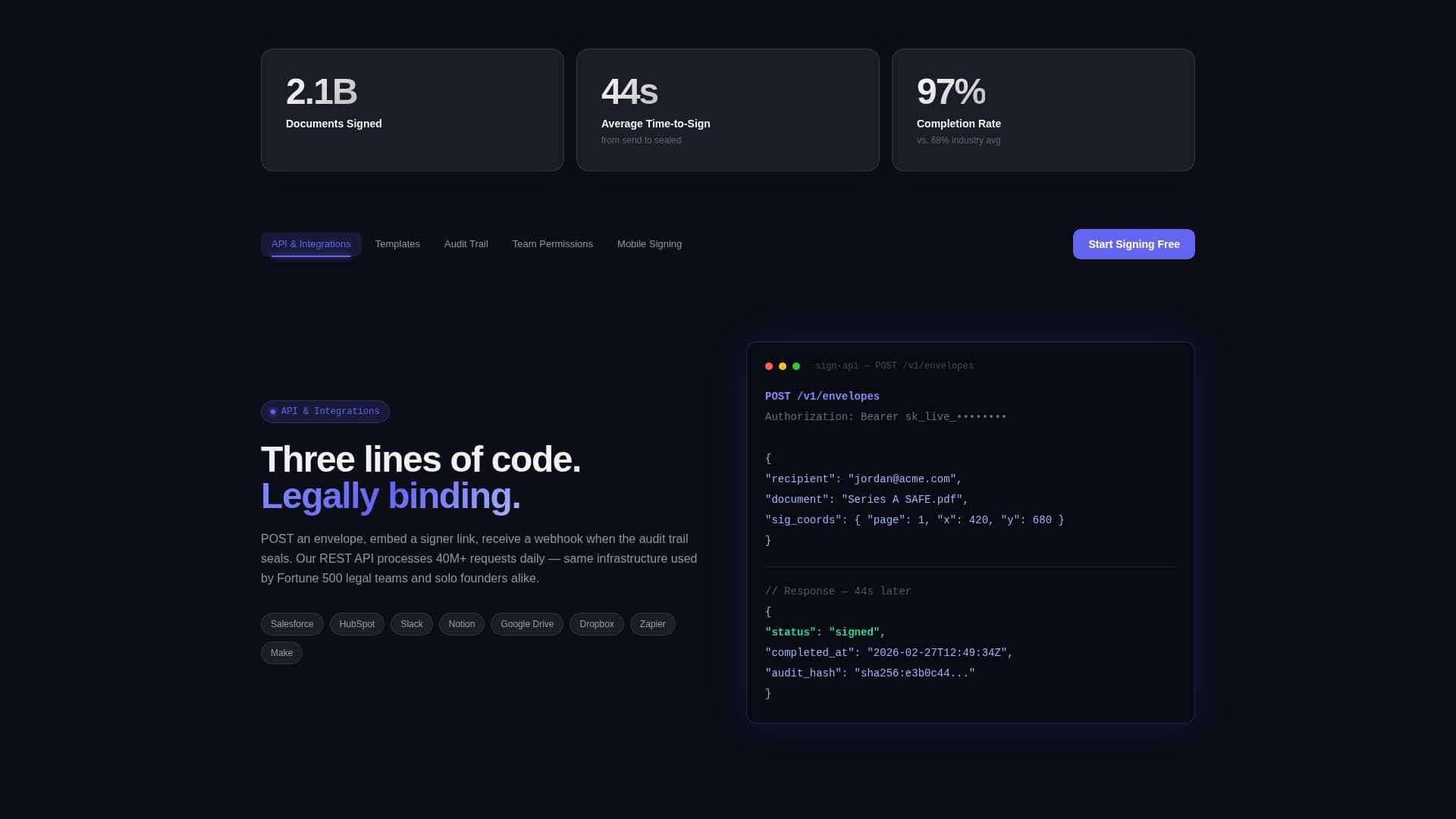 Sign - Frictionless Signature Landing Page Template