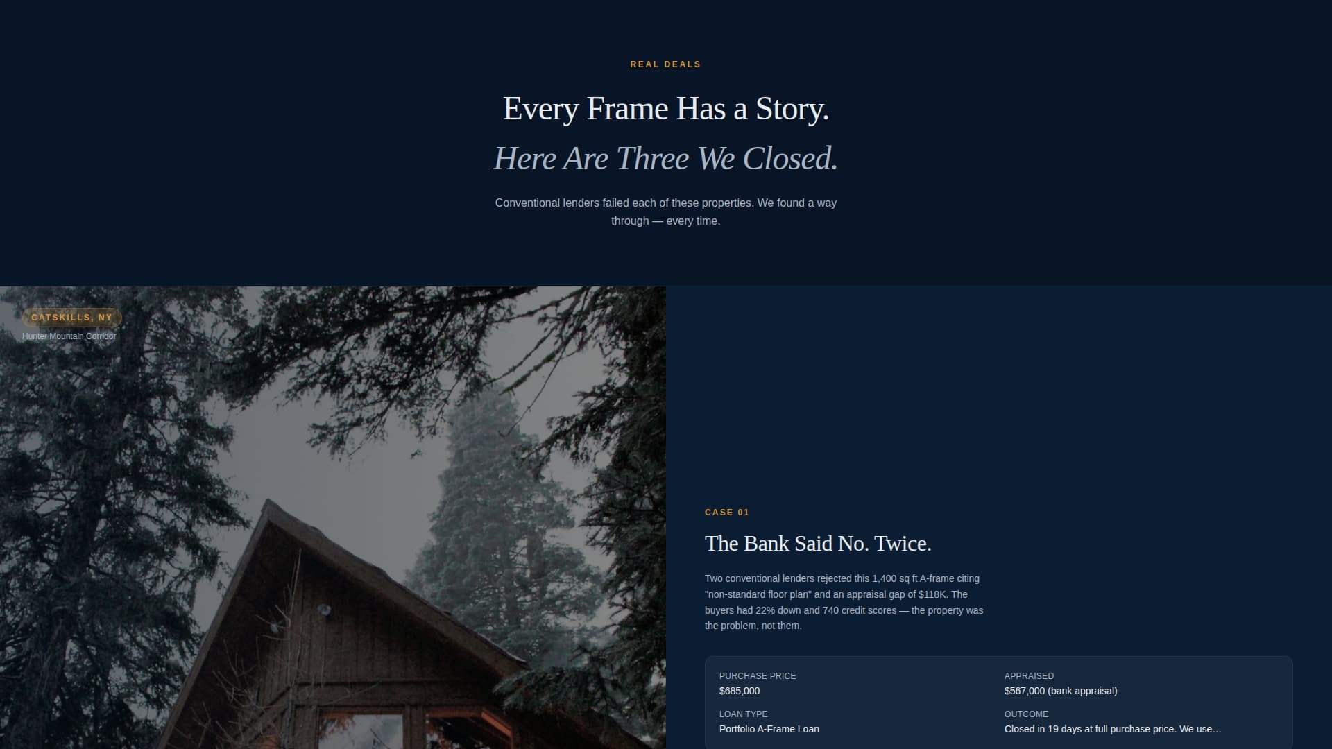 A-Frame House Real Estate Portfolio & Case Study Website Template