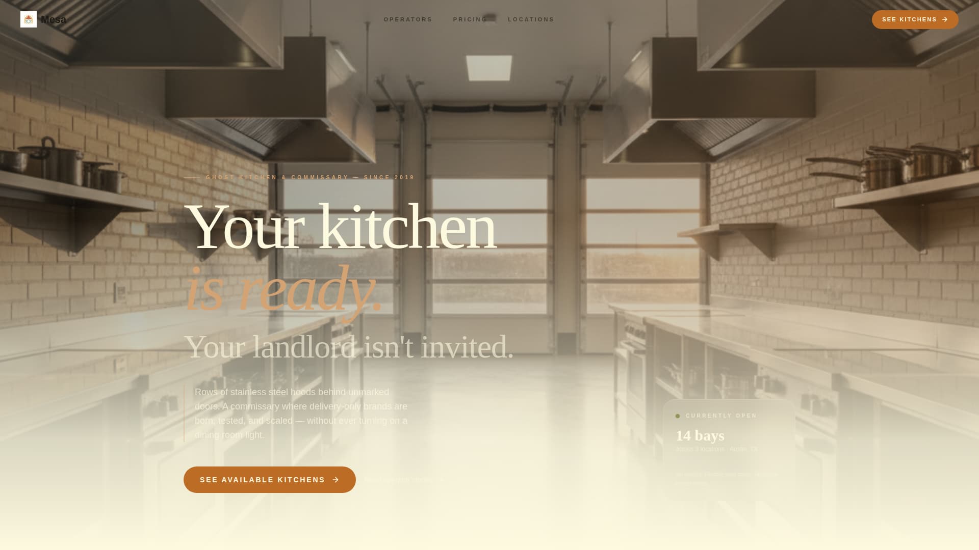 Mesa - Serene Ghost Kitchen Landing Page Template