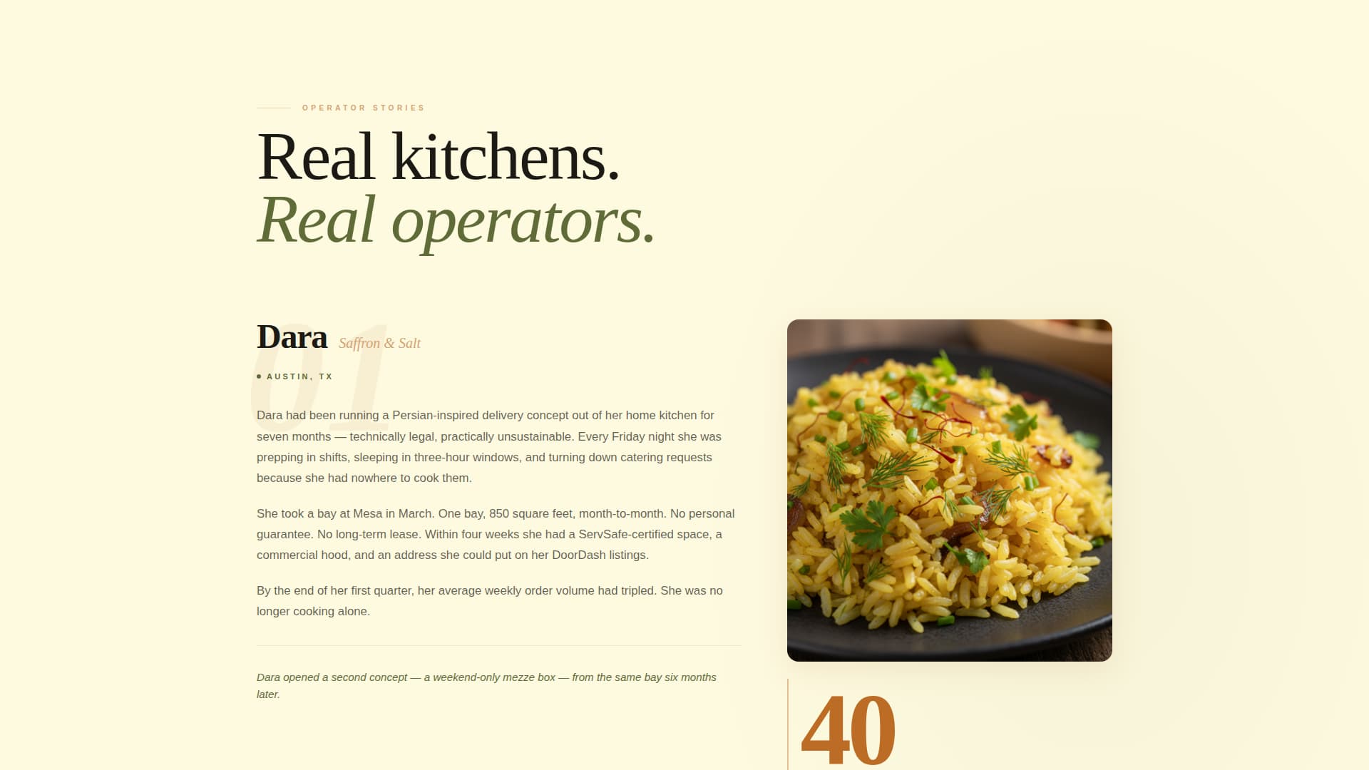 Mesa - Serene Ghost Kitchen Landing Page Template