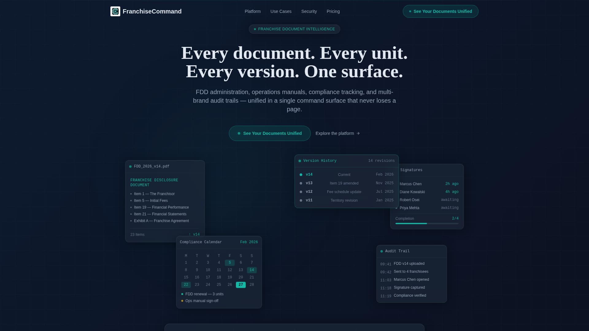 FranchiseCommand - Unified Compliance Landing Page Template