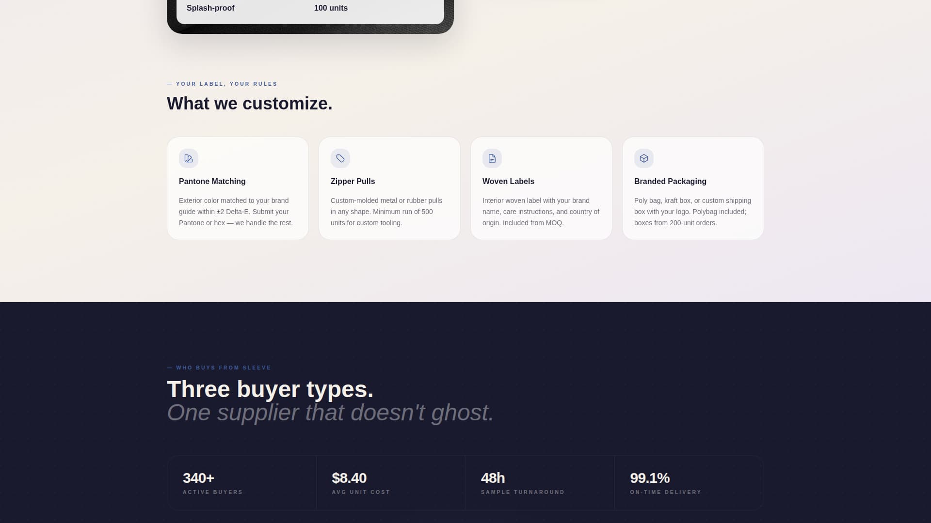 Sleeve - Premium Wholesale Landing Page Template