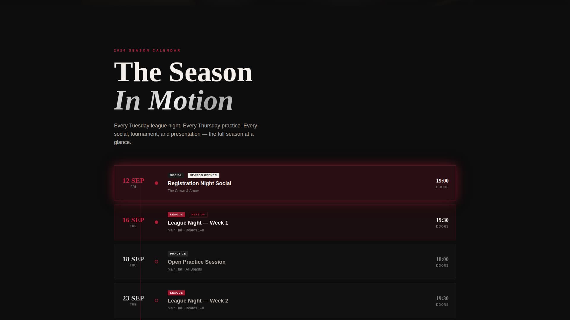 Specialist Darts Professional Website Template