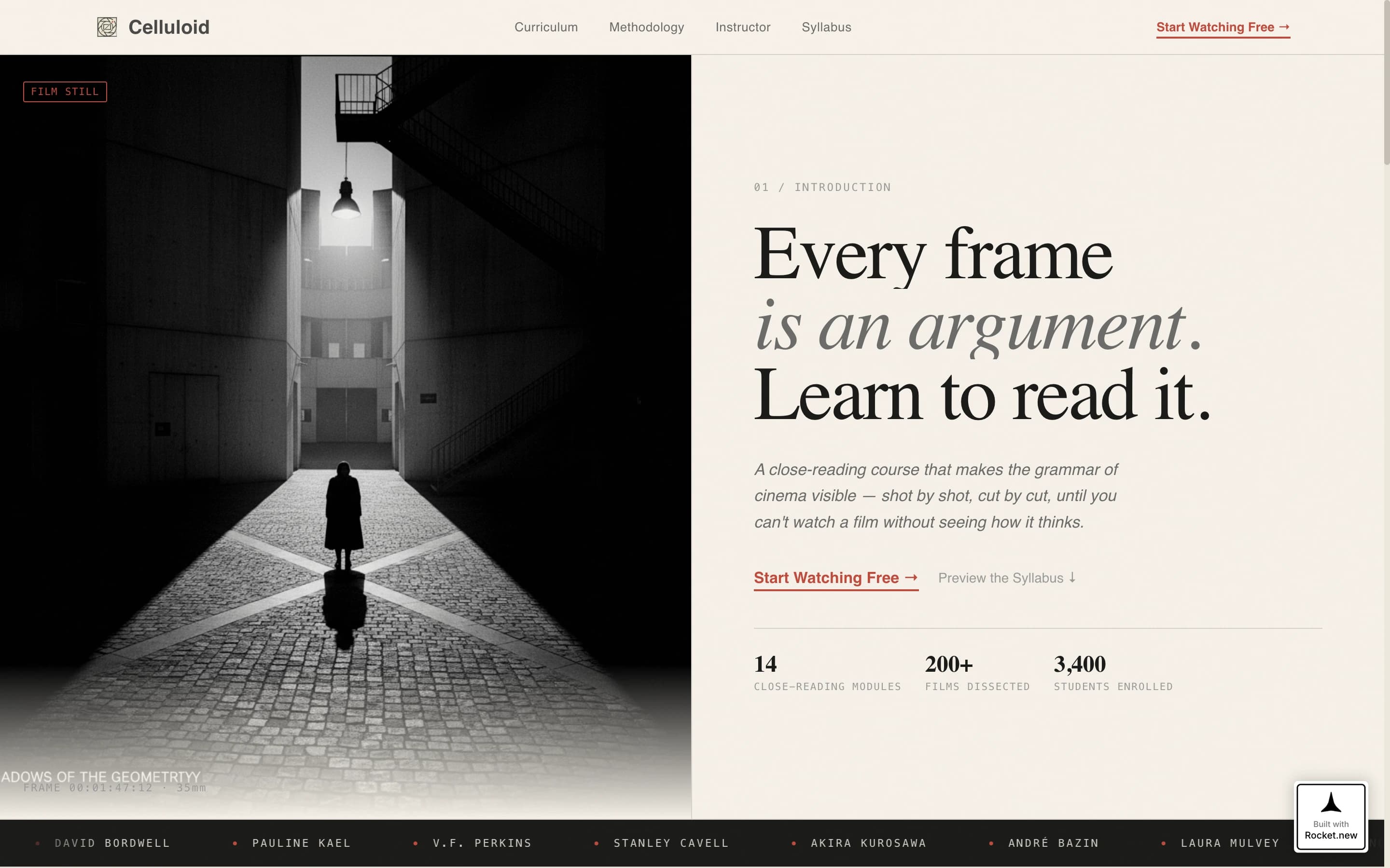 Celluloid — Authoritative Movie Studies Landing Page Template
