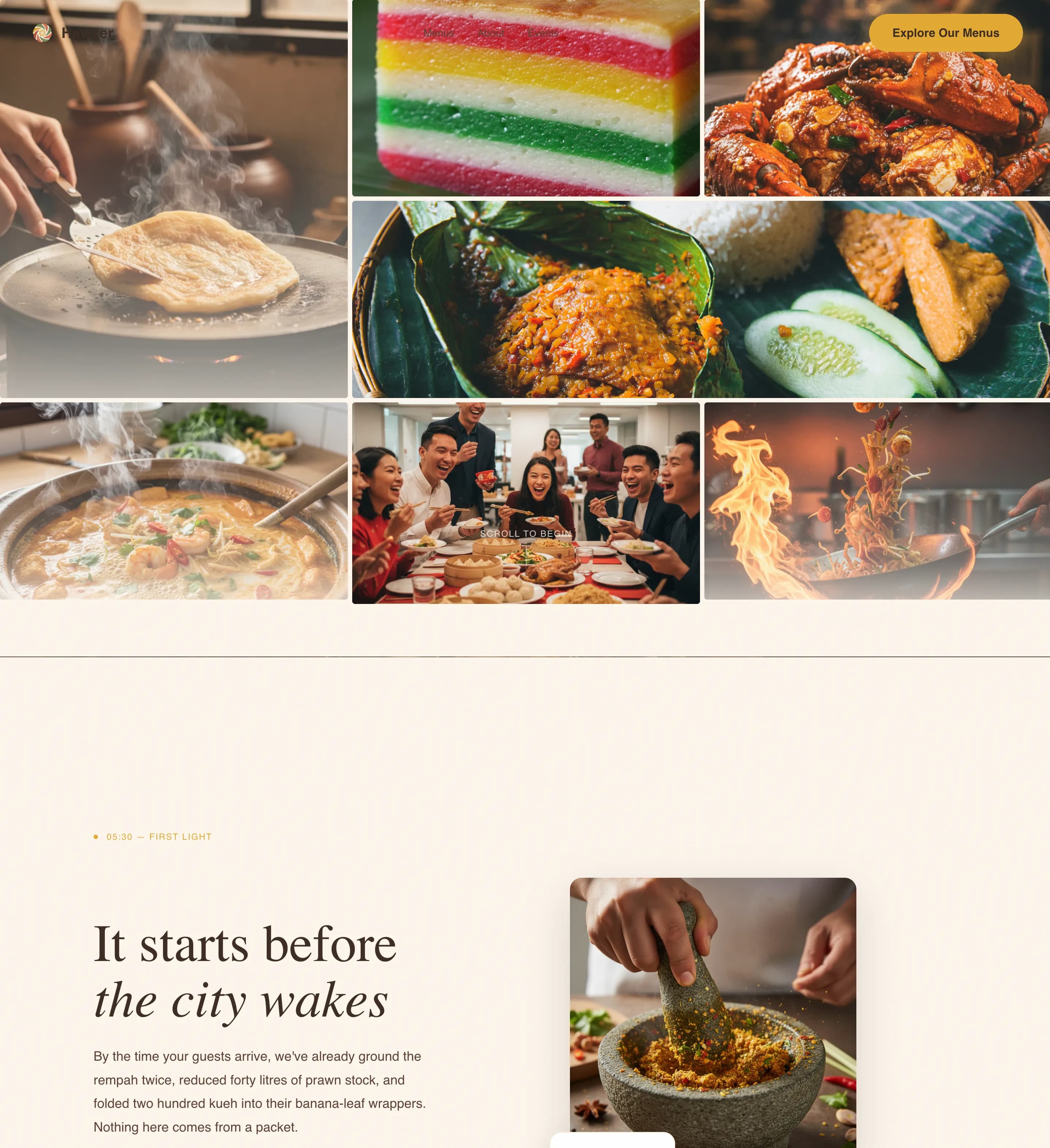 Hawker - Bold Singaporean Catering Landing Page Template